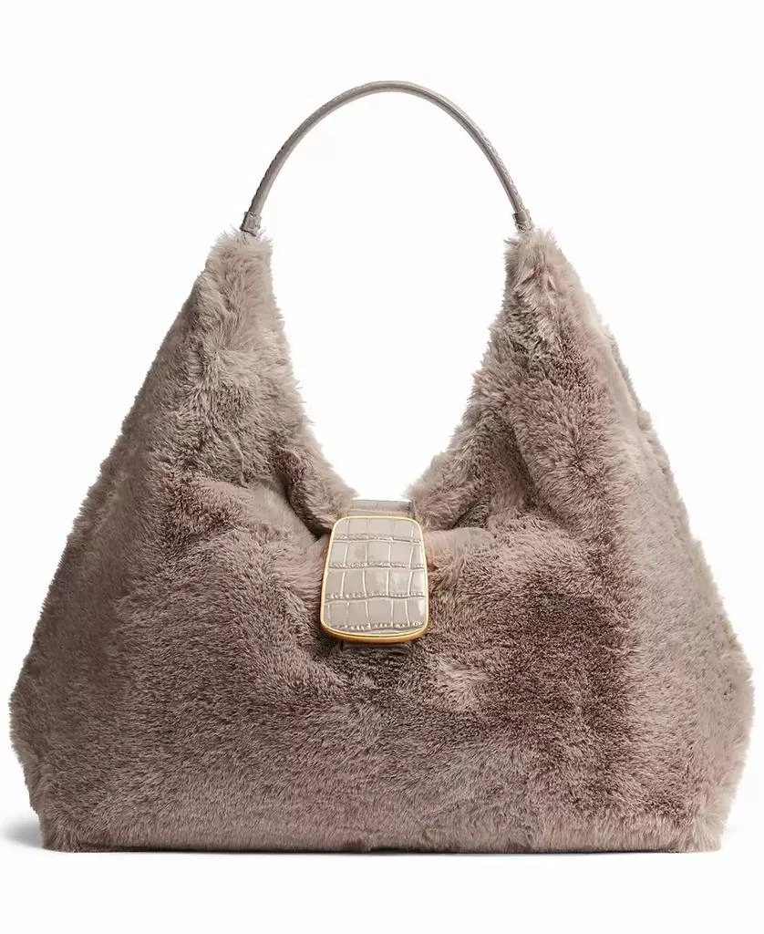 Donna Karan Percale Faux Fur Small Shoulder Bag 1
