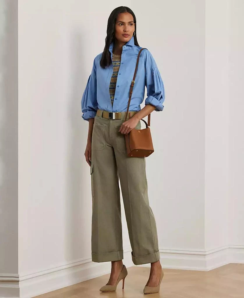 Ralph Lauren Women's Cotton Poplin Blouson-Sleeve Shirt, Regular & Petite 6