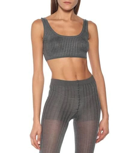Prada Ribbed-knit stretch silk-blend bra 5