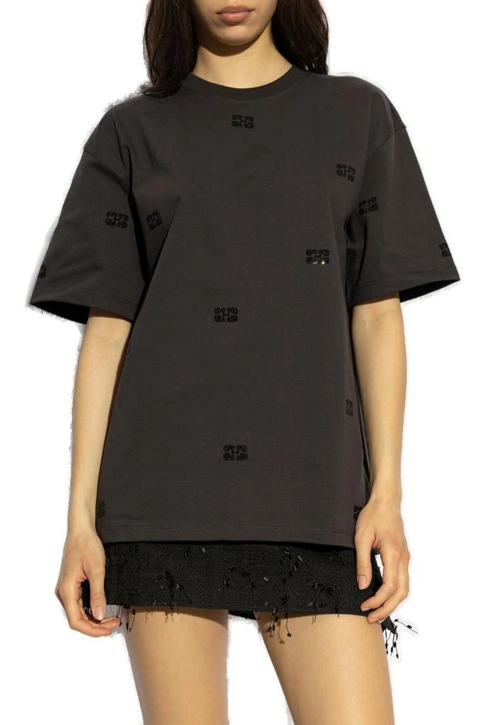 Ganni Ganni Embellished Logo Detail T-Shirt 1