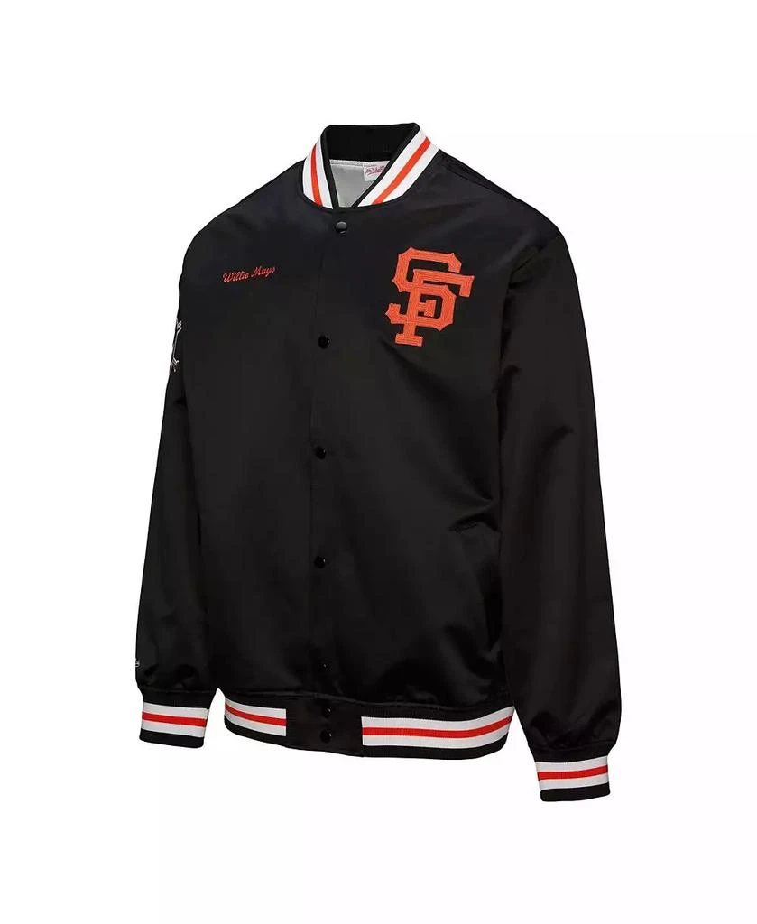 Mitchell & Ness Men's Willie Mays Black San Francisco Giants Legends Collection Vintage Satin Full-Snap Jacket 5