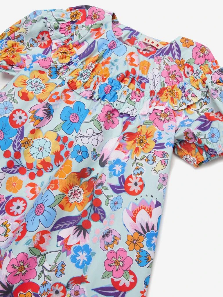 Marni Girls Cotton Floral Print Dress in Multicolour 4