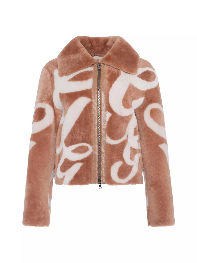 Gorski Reversible Select Shearling Lamb Intarsia Zip Jacket