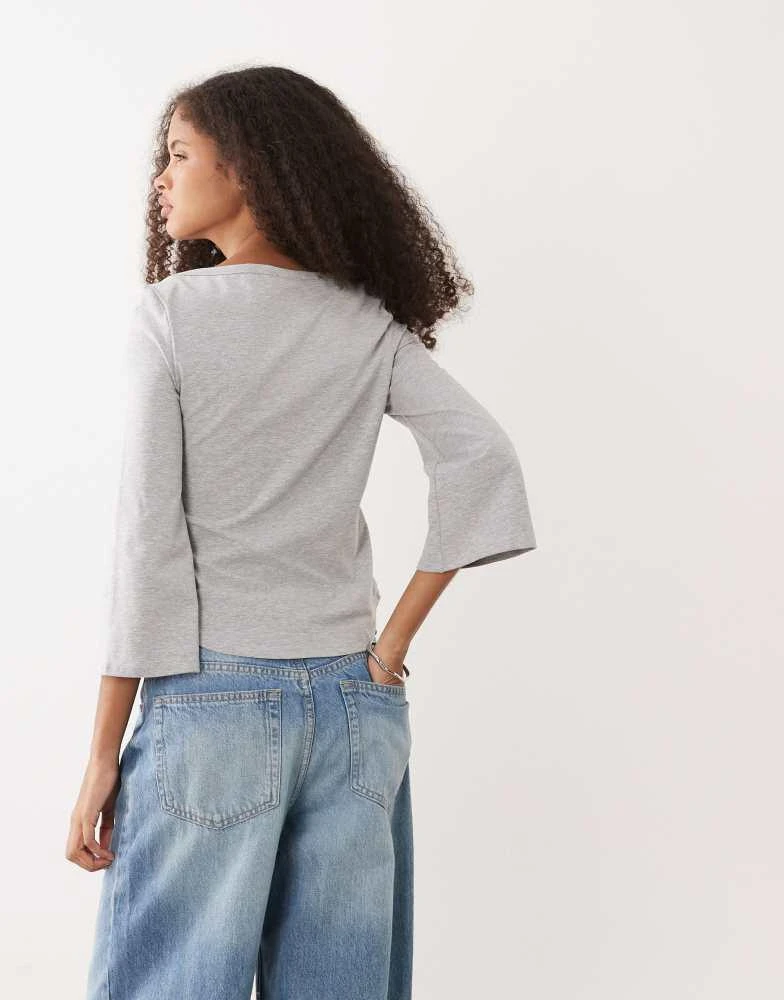 ASOS ASOS DESIGN long sleeve with boat neck top in grey 4