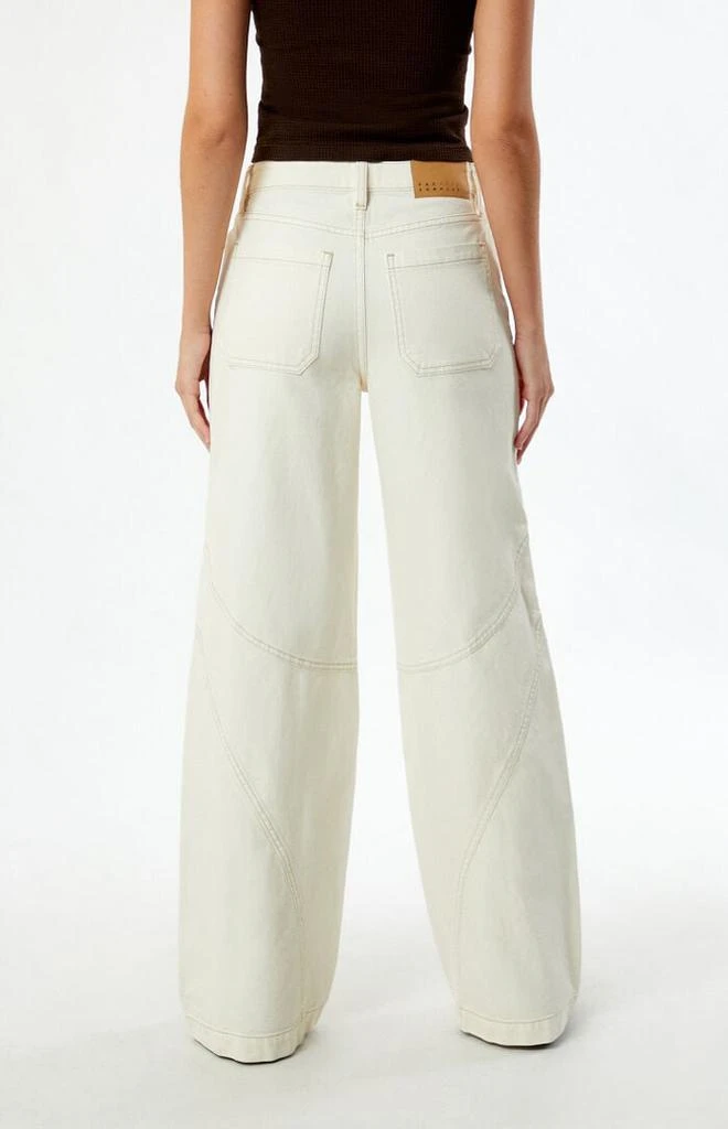 PacSun Jessie Off White Cowboy High Waisted Baggy Jeans 4