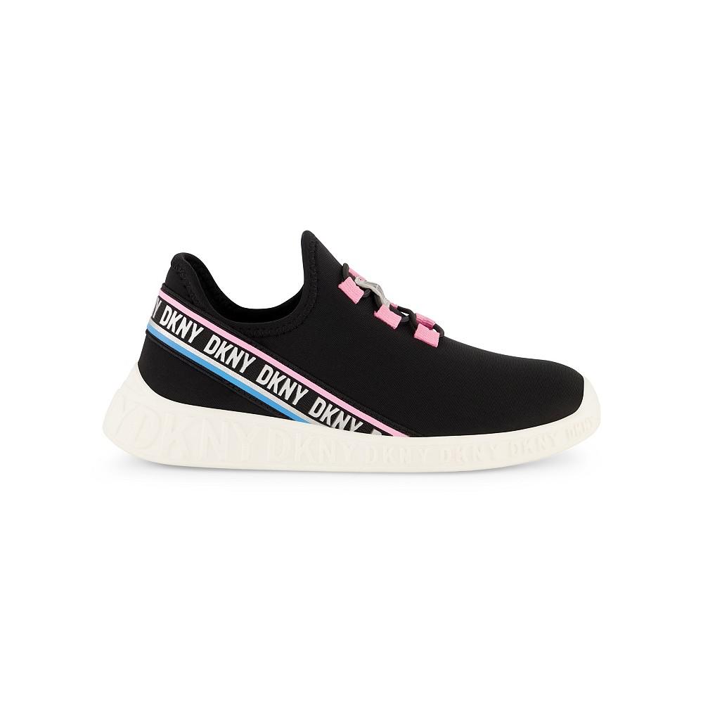 DKNY Little Girls Elastic Laces Slip On Athletic Sneakers