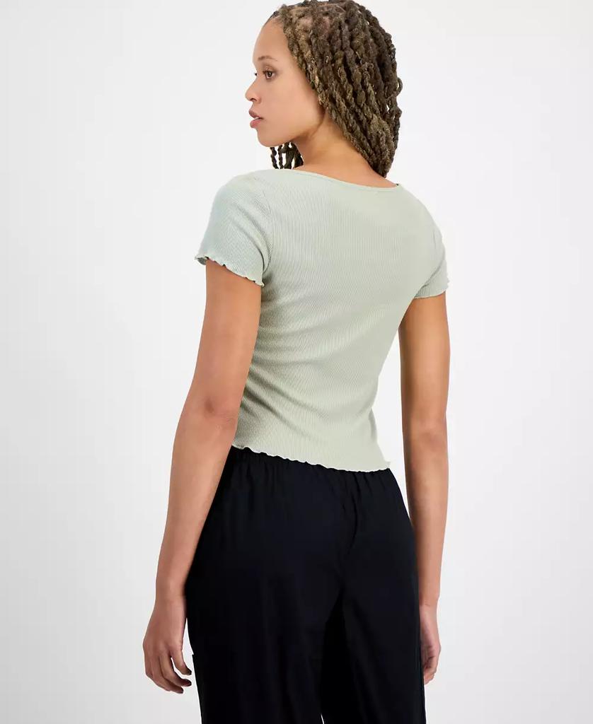 Hippie Rose Juniors' Scoop-Neck Lace Layered Tee