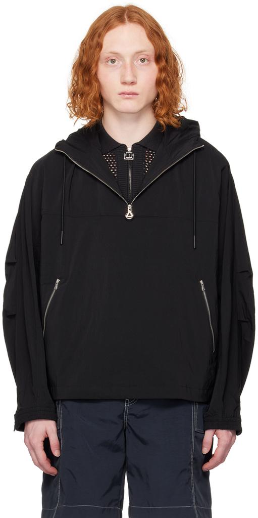 Solid Homme Black Half-Zip Jacket
