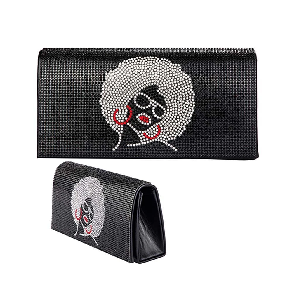 FASHNZFAB Bling Afro Girl Evening Clutch Crossbody Bag 2
