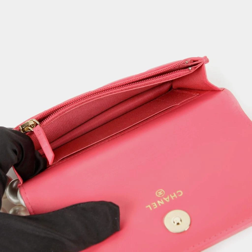 Chanel Chanel Pink Leather Pearl Mini Wallet On Chain 8