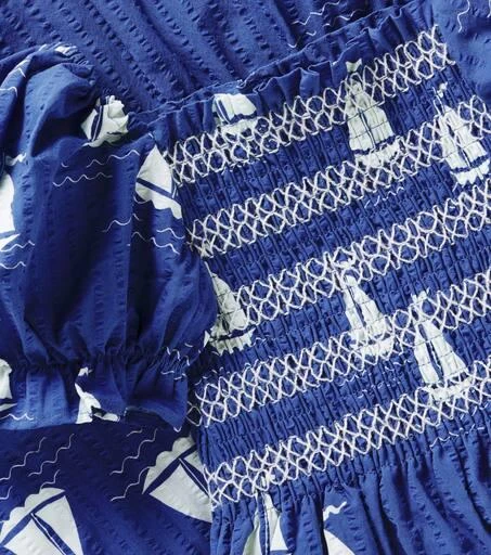 Mini Rodini Sailing Boats smocked cotton dress 3