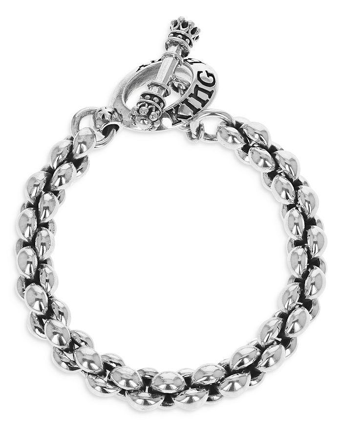 King Baby Men's Sterling Silver Large Infinity Link Toggle Clasp Bracelet