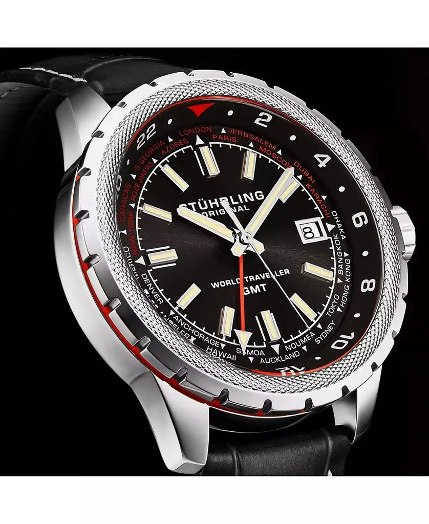 Stuhrling Global Voyager 1014 GMT 42mm World Timer Watch 2