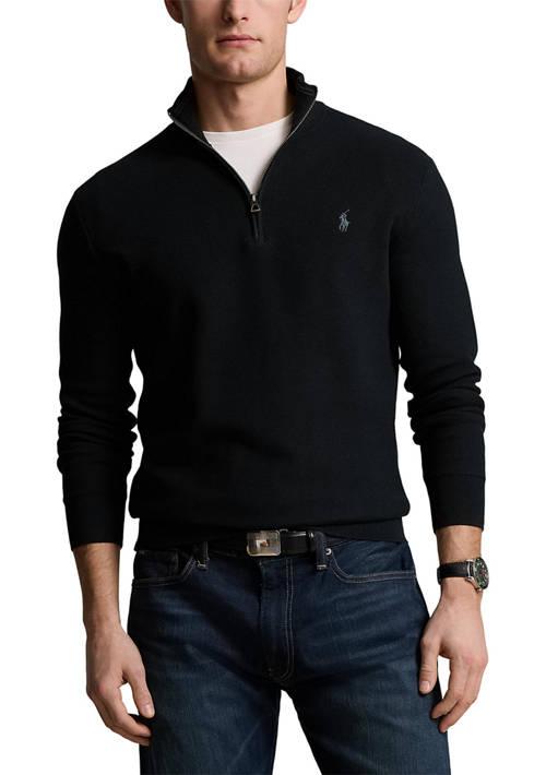 Ralph Lauren Ralph Lauren Mesh Knit Cotton Quarter Zip Sweater