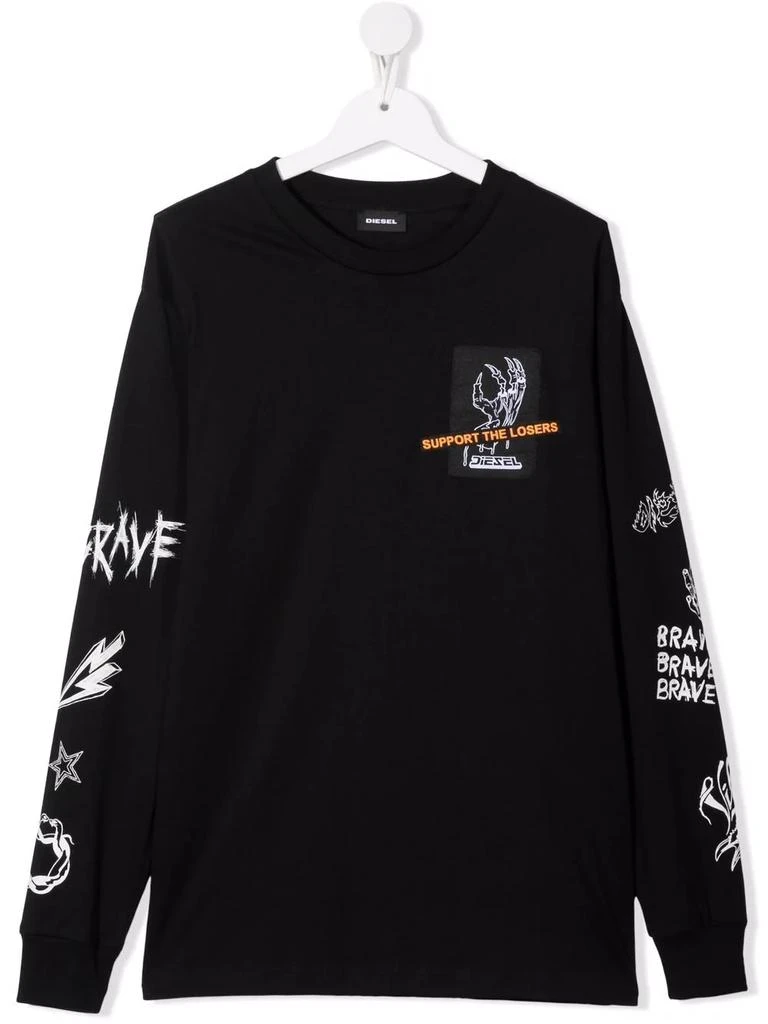 Diesel graffiti sweatshirt - kids -  -  - Black 1