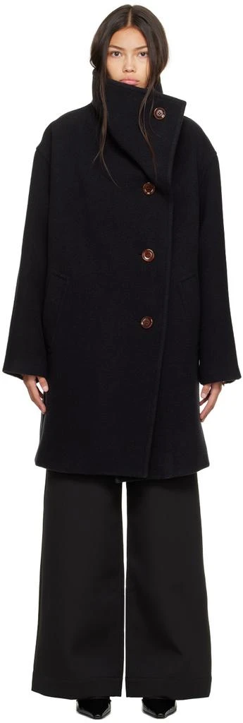 Acne Studios Black Funnel Neck Coat 1