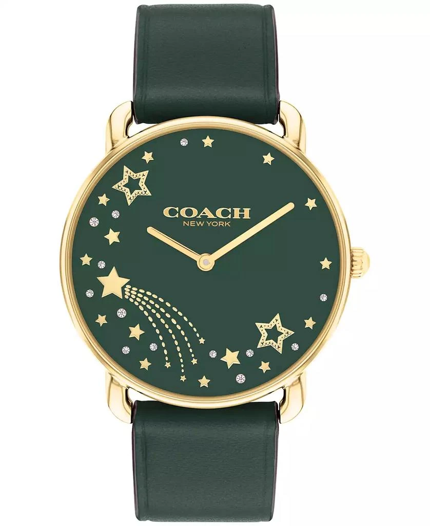 Coach Women's Elliot Green Leather Strap Watch 1