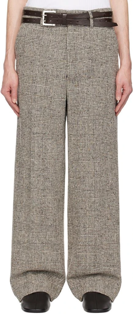 International Gallery BEAMS Black & White Triple Belt Wide Trousers 1
