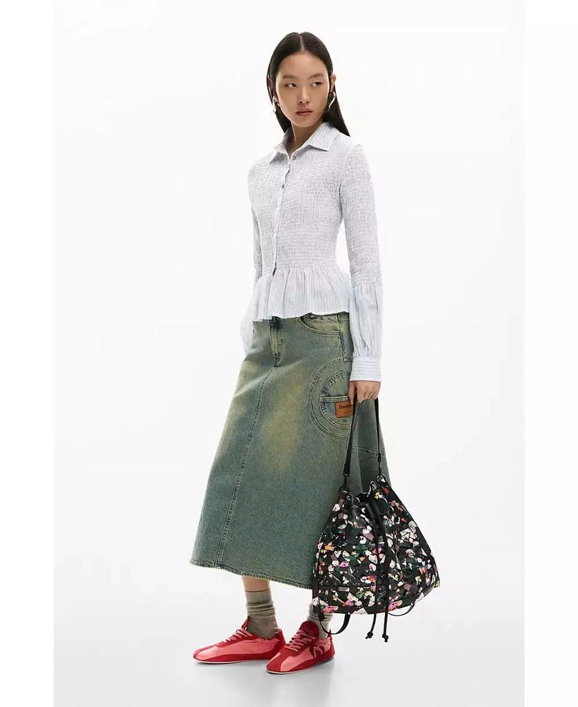 Desigual Women
s Medium braided backpack with flowers 2