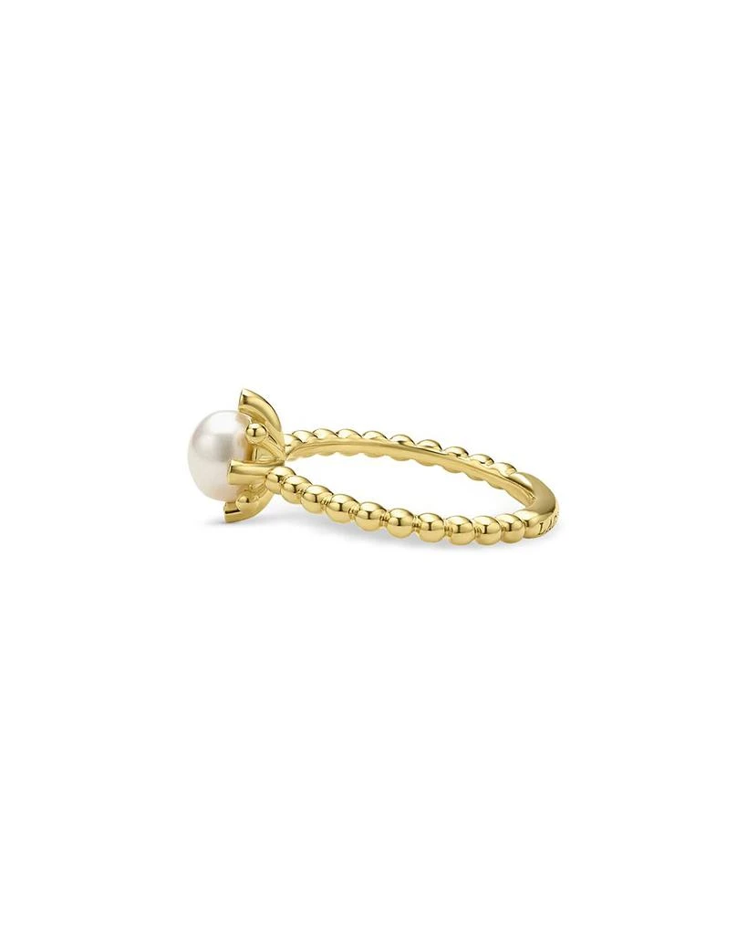 LAGOS 18K Yellow Gold Luna Cultured Pearl & Diamond Fleur Ring 3