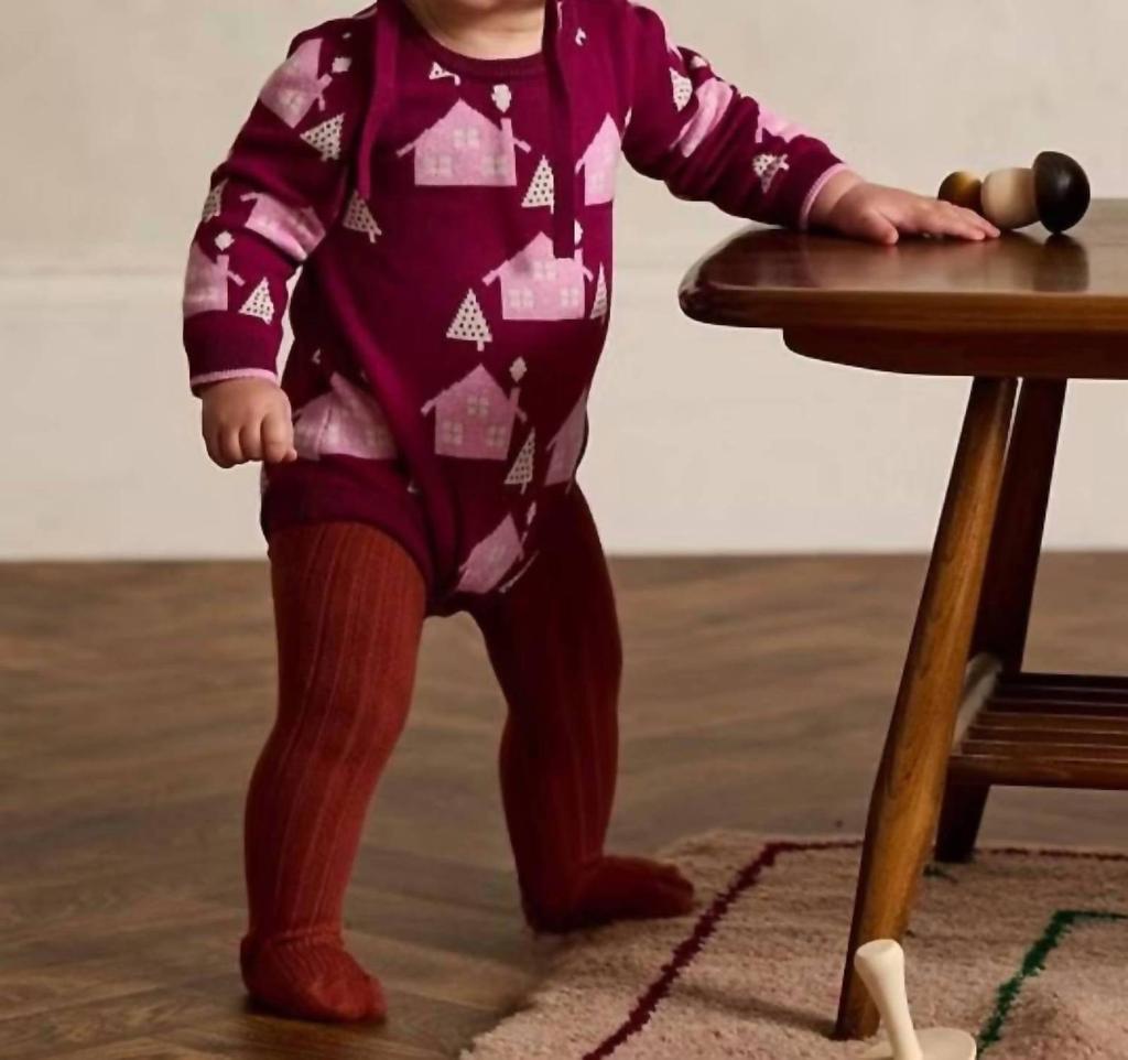 The Bonnie Mob Babys Folksy Romper In Pomegranite