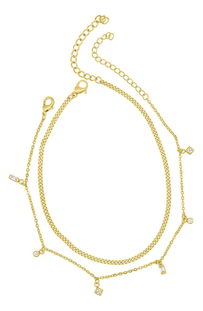 ADORNIA Two-Piece Mixed Chain 
Crystal Anklets 3