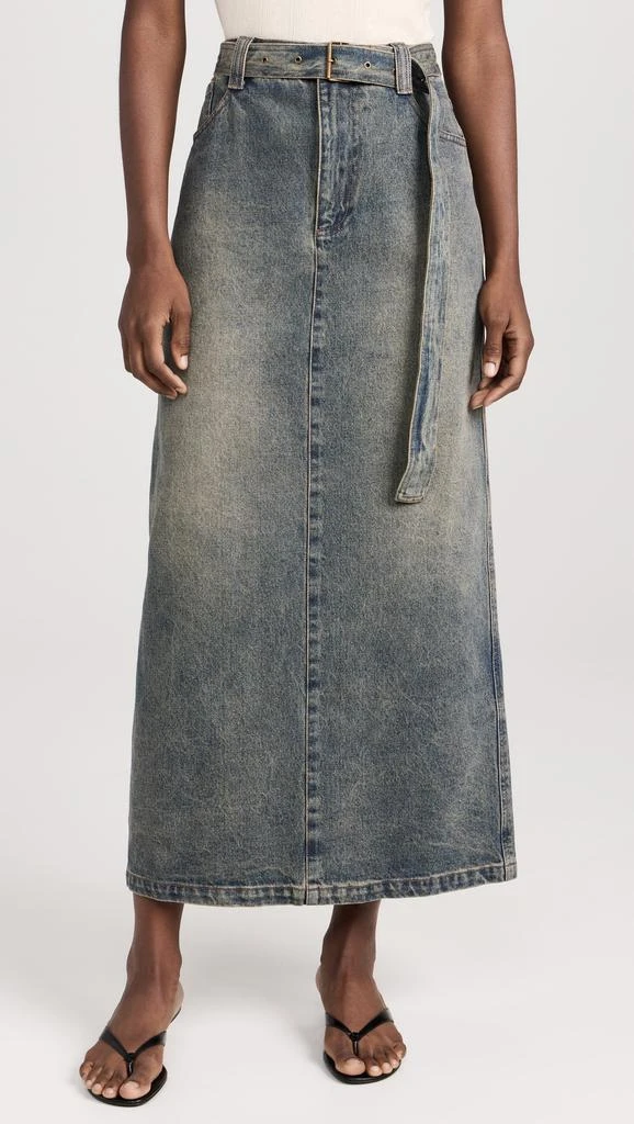 Pixie Market Belted Dirty-Wash Maxi Skirt 6