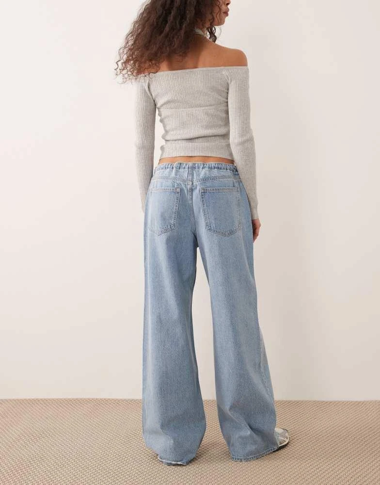 Abercrombie 
Fitch Abercrombie 
Fitch baggy fit jean with drawstring waist detail in light blue wash 2