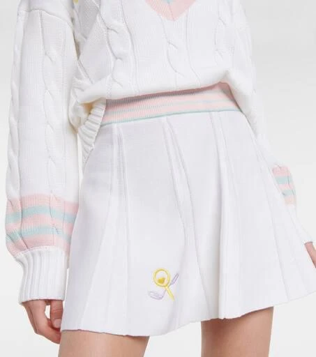 LOVESHACKFANCY Roz embroidered pleated miniskirt 4