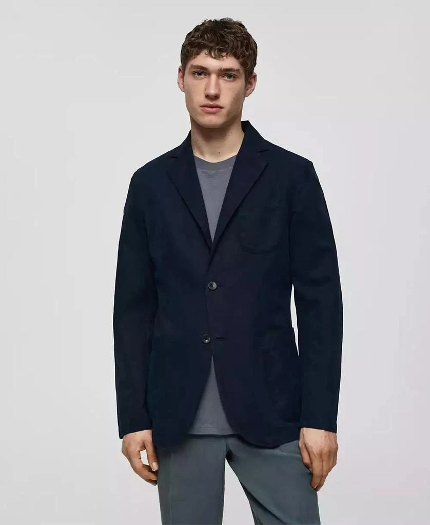 Mango Men's Slim Fit Linen Cotton-Blend Blazer 1