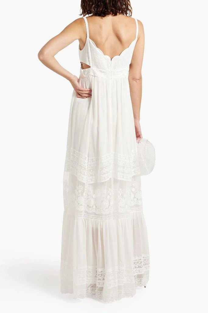 Saloni Naki cutout lace-trimmed crinkled cotton-gauze maxi dress 3