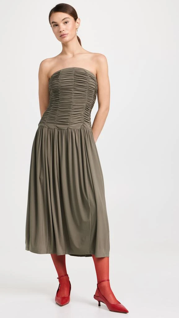 Tibi Drapey Jersey Ruched Strapless Dress 4