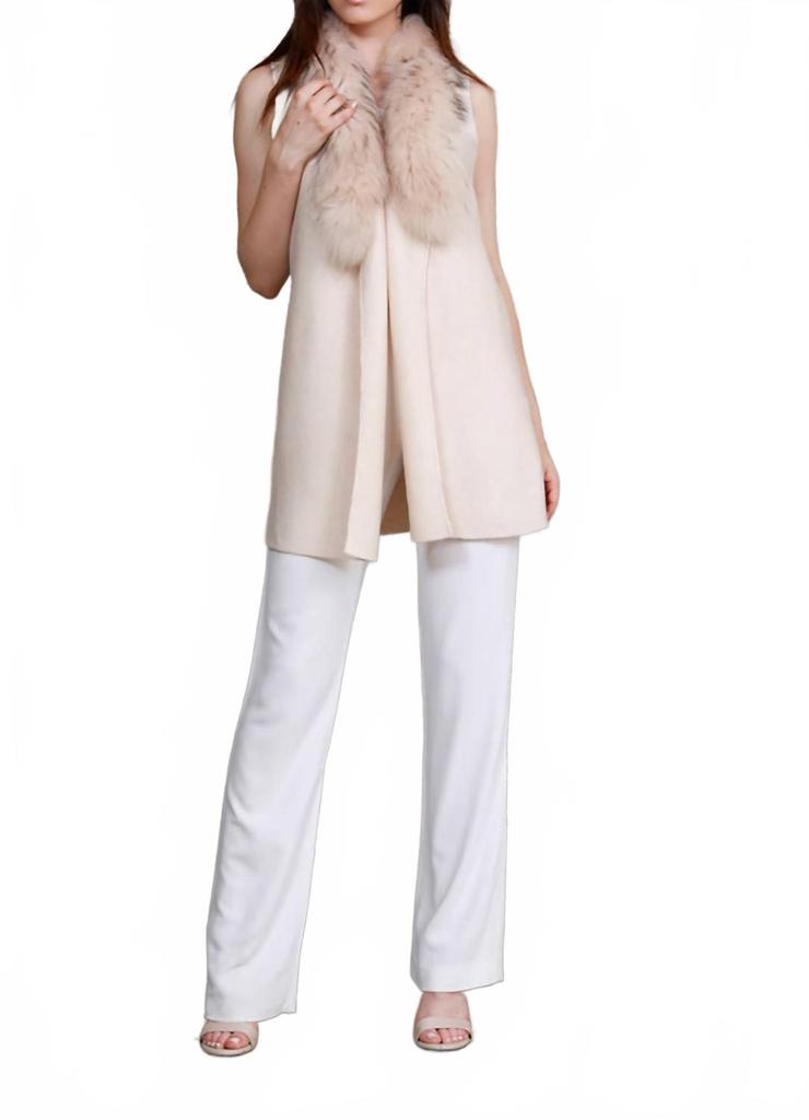 DOLCE CABO Women's Cream Fur Collar Vest In Beige