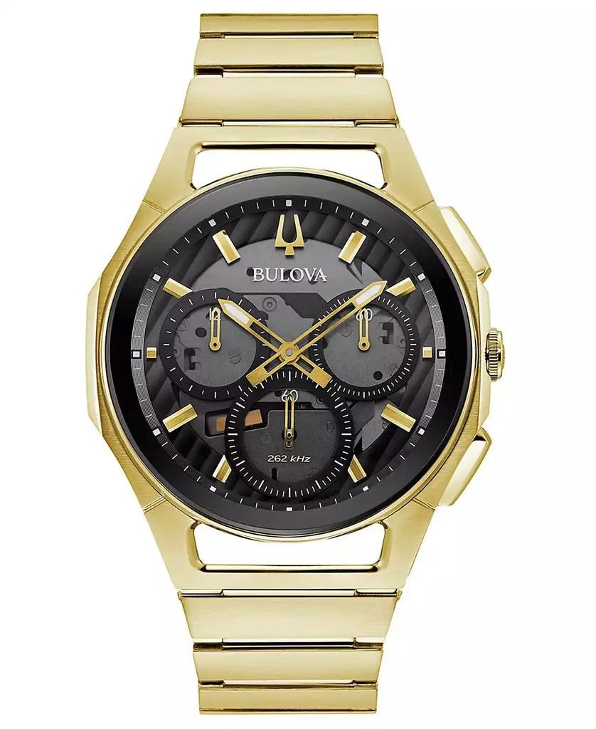 Bulova Men's Chronograph Curv Progressive Sport Gold-Tone Stainless Steel Bracelet Watch 44mm 1