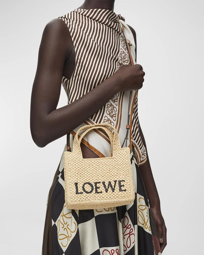 Loewe x Paula’s Ibiza Font Logo Mini Tote Bag in Raffia 3
