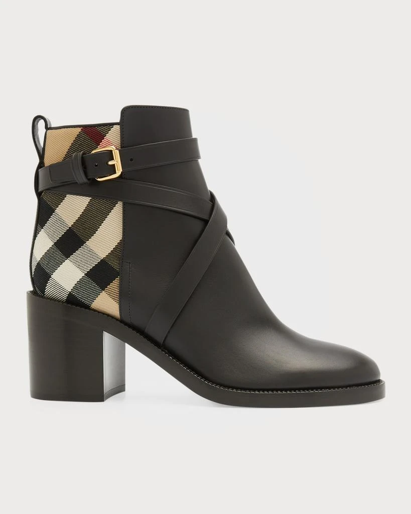 Burberry Pryle Equestrian Horse Check Ankle Booties 1