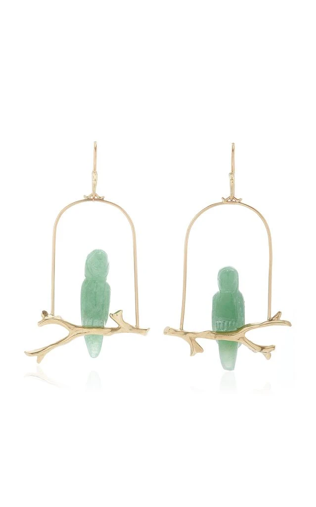Annette Ferdinandsen Annette Ferdinandsen - Amazon Parrot 14K Yellow Gold Aventurine Earrings - Green - OS - Moda Operandi - Gifts For Her 1