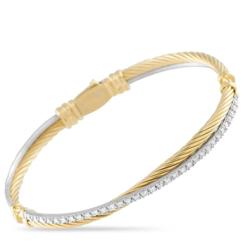 David Yurman DAVID YURMAN  18K White and Yellow Gold 0.50 ct Diamond Bangle Bracelet  DY15-012226