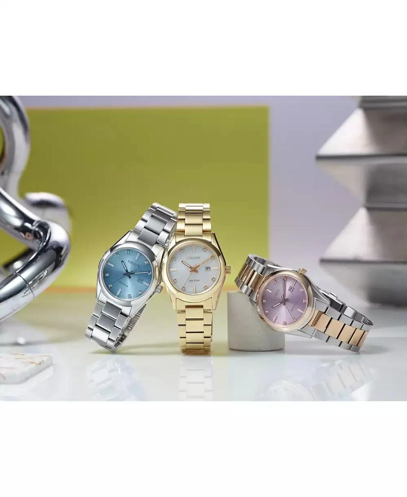 Citizen Eco-Drive Women's Sport Luxury Diamond Accent Stainless Steel Bracelet Watch 33mm 5