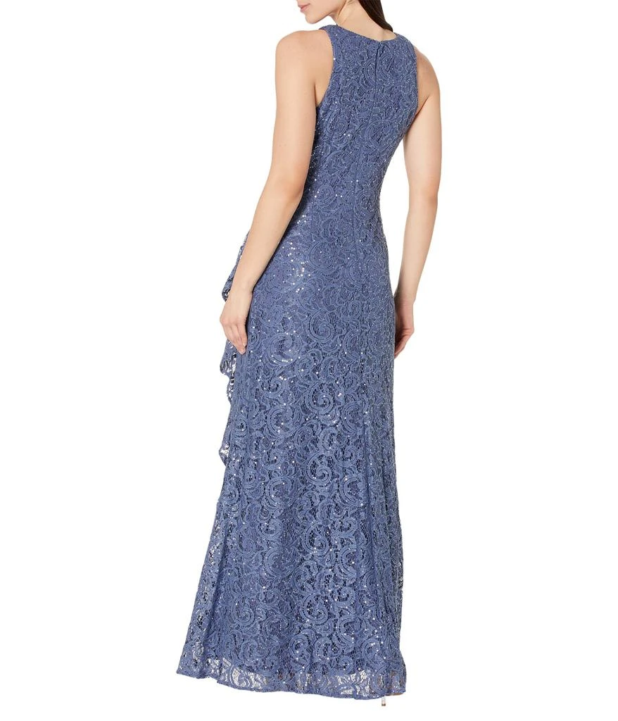 Alex Evenings Long Sleeveless Dress with Cascade Ruffle Detail and Front Slit 2