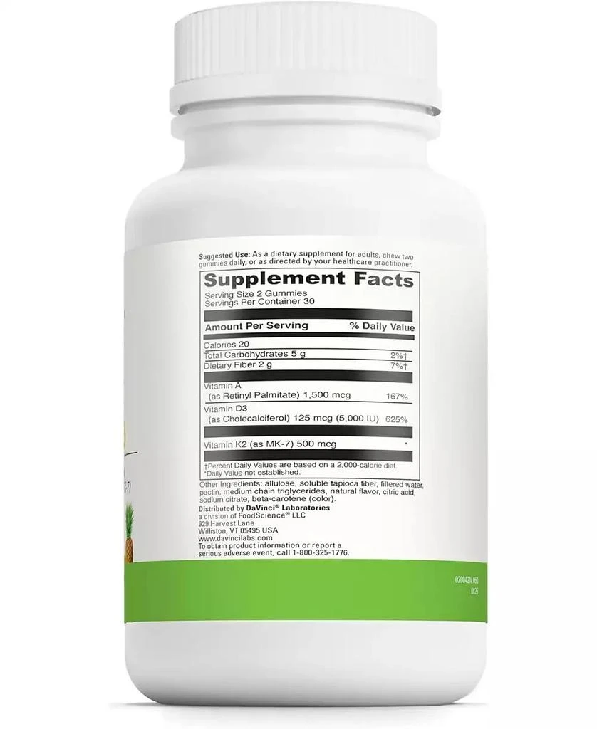 DAVINCI LABS ADK Gummies – Sugar-Free, Pineapple Flavored Allulose Gummys – Supports Bone, Heart 
Immune Health – Vegetarian, Gluten-Free 2