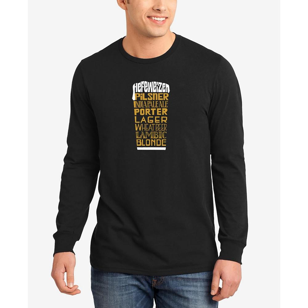 LA Pop Art Men's Styles of Beer Word Art Long Sleeves T-shirt