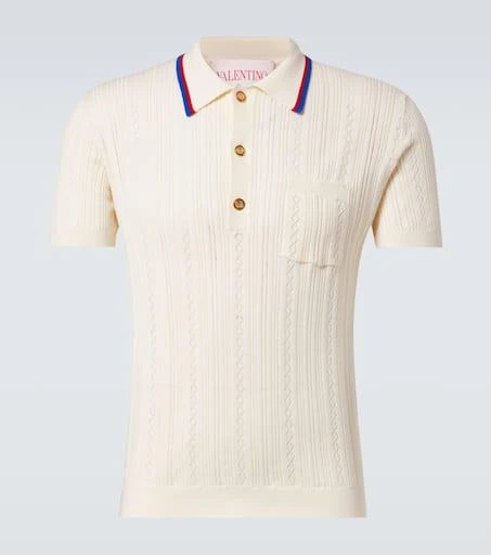 Valentino Cable-knit cotton polo sweater 1