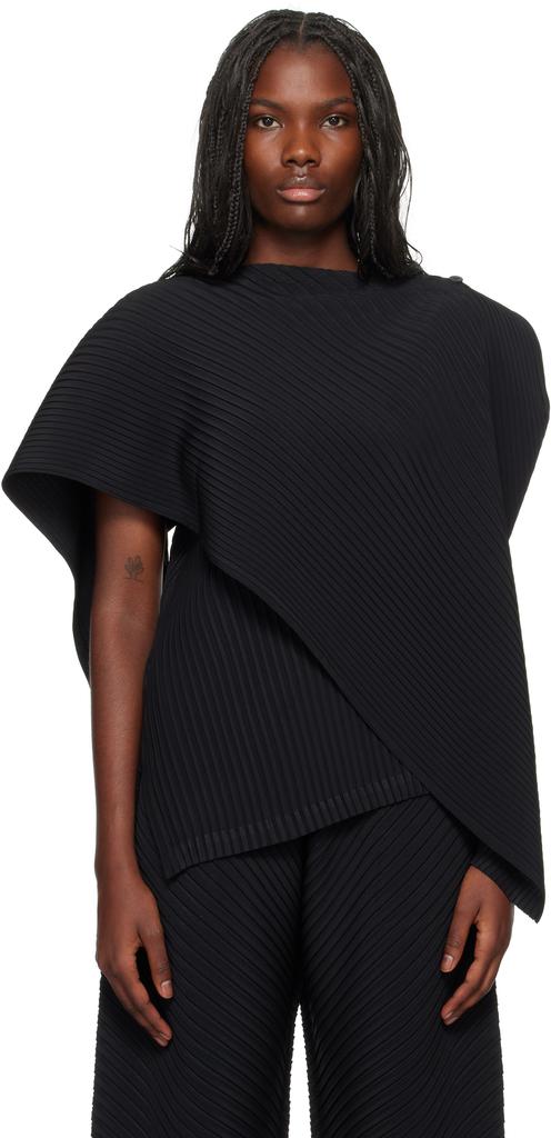 Issey Miyake Black Vigor Pleats Solid Blouse - Shirts - Free