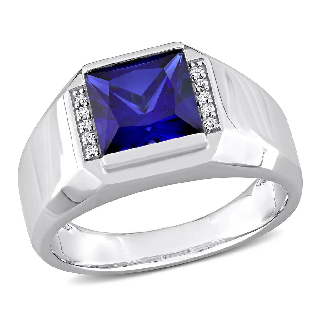 Mimi 
Max 3ct TGW Created Sapphire and Diamond Accent Men
s Ring in 10k White Gold