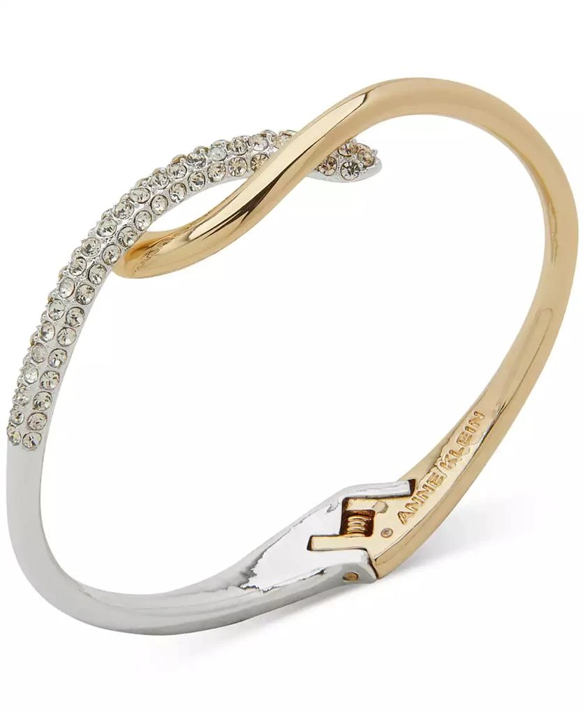 Anne Klein Two-Tone Crystal Pavé Twist Crossover Bangle Bracelet