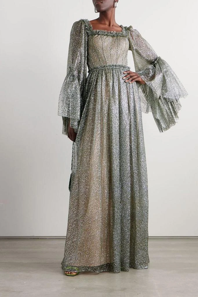 Sandra Mansour Enchanteresse ruffled glittered tulle maxi dress 2
