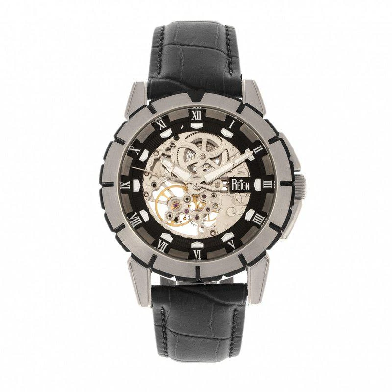 Reign Watches Reign Philippe Automatic Skeleton Leather-Band Watch 1