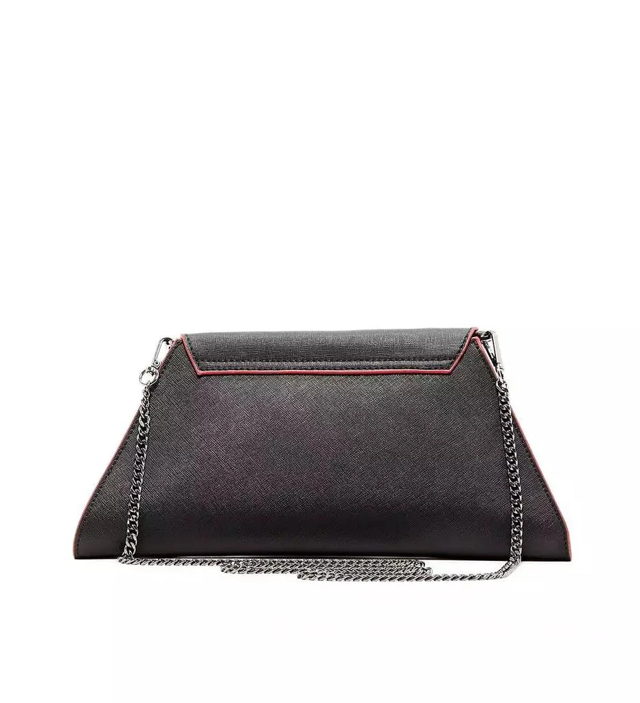 SUSU Black Leather Clutch Bag Unique Evening Purse Women's Handbag 3