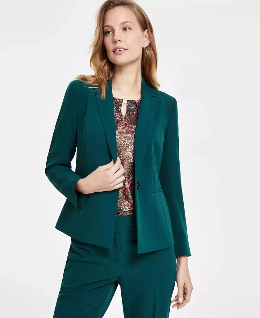Kasper Women's Petite Notched Collar One-Button Blazer 1